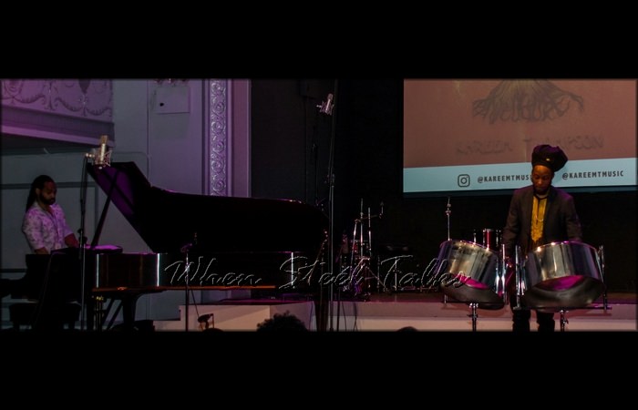 Kareem Thompson on stage, Khuent Rose on piano